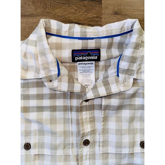 A1 Patagonia Mens Shirt Top Plaid Button Front Medium travel Beach Hike - Picture 3 of 5